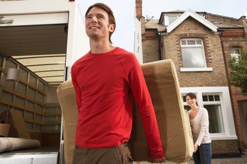 Packing boxes and furniture for a North Woolwich move