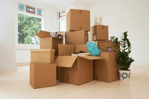 Donation boxes and reusable furniture prepared for charity partnership collection