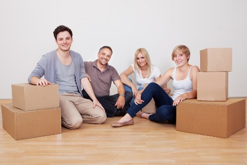 Van transport service with boxes ready for delivery